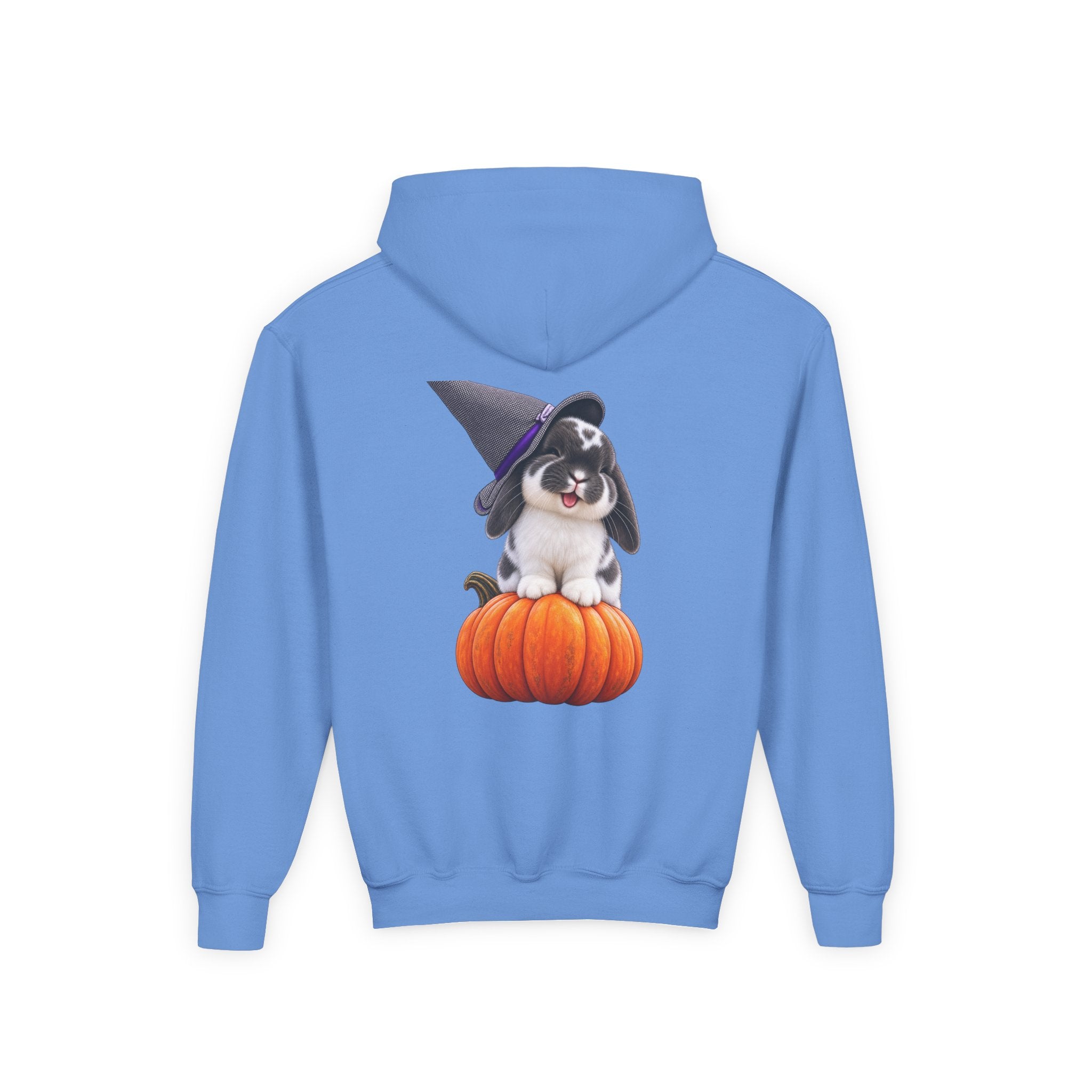 Cute Children's Bun in Witch Hat on Pumpkin Halloween Sweatshirt