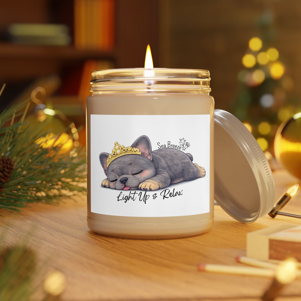'Light Up & Relax' Sleepy Frenchie Candle