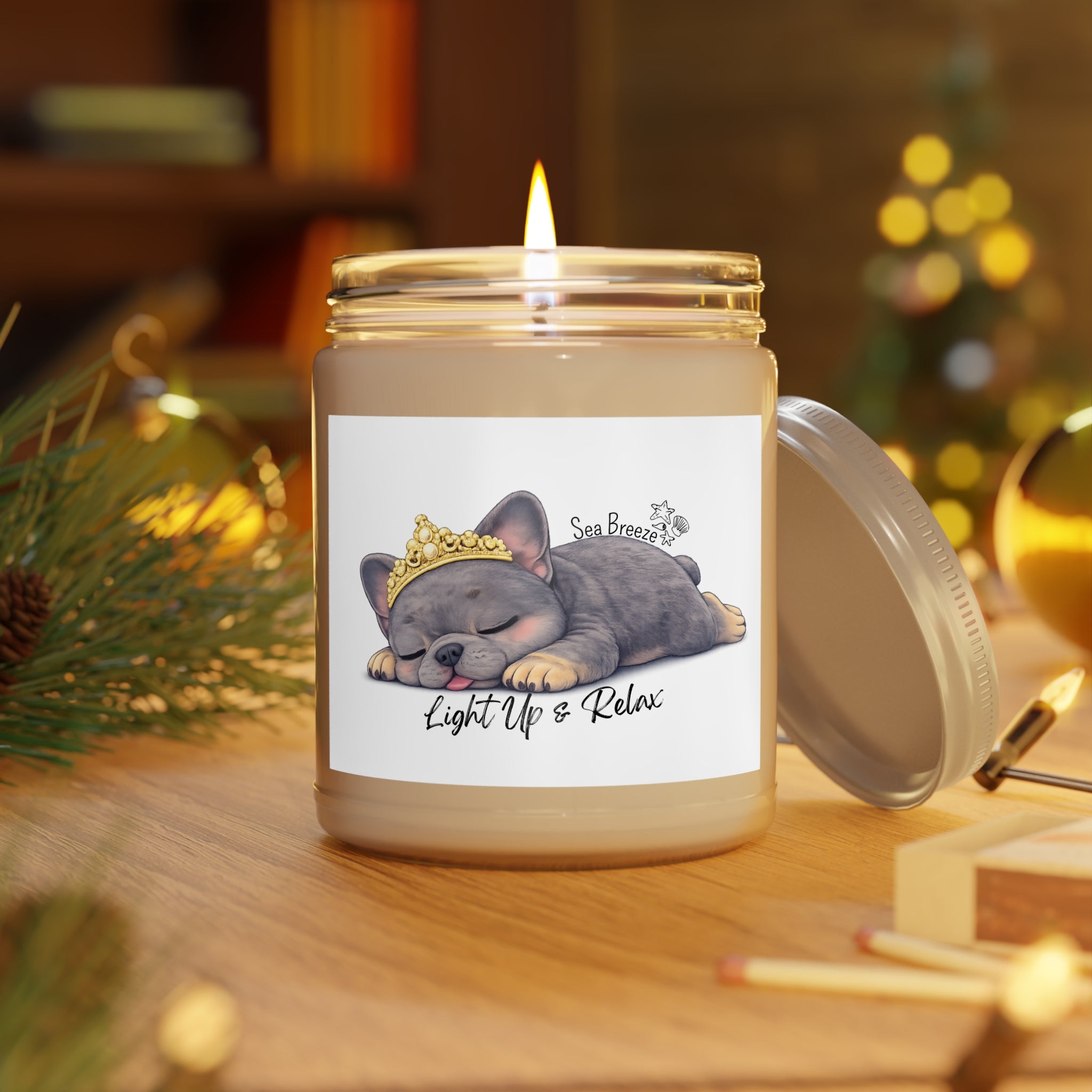 'Light Up & Relax' Sleepy Frenchie Candle