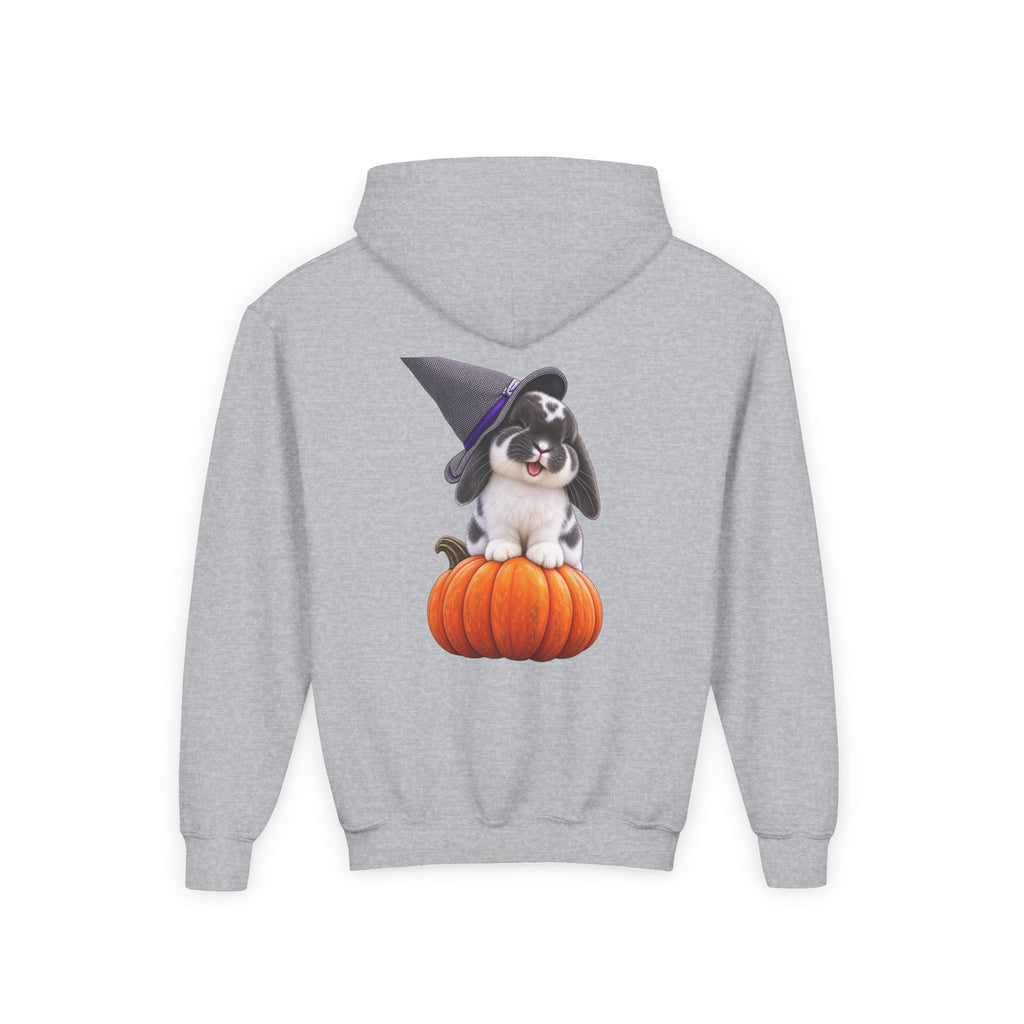 Cute Children's Bun in Witch Hat on Pumpkin Halloween Sweatshirt