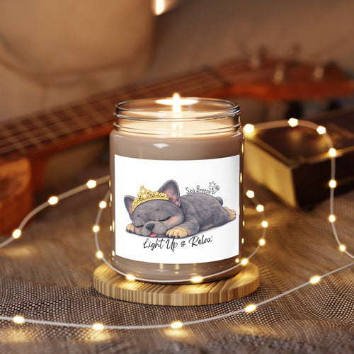 'Light Up & Relax' Sleepy Frenchie Candle