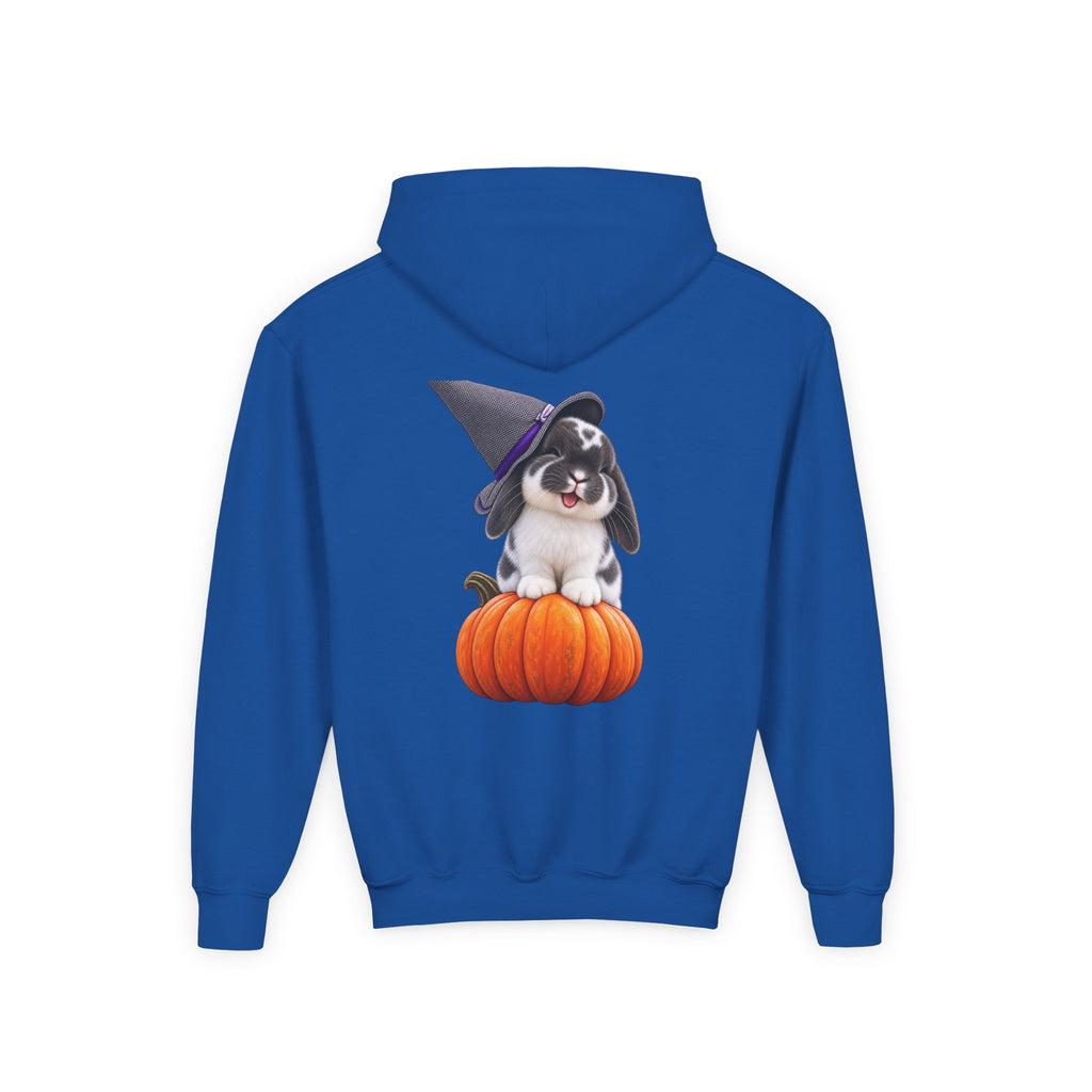 Cute Children's Bun in Witch Hat on Pumpkin Halloween Sweatshirt