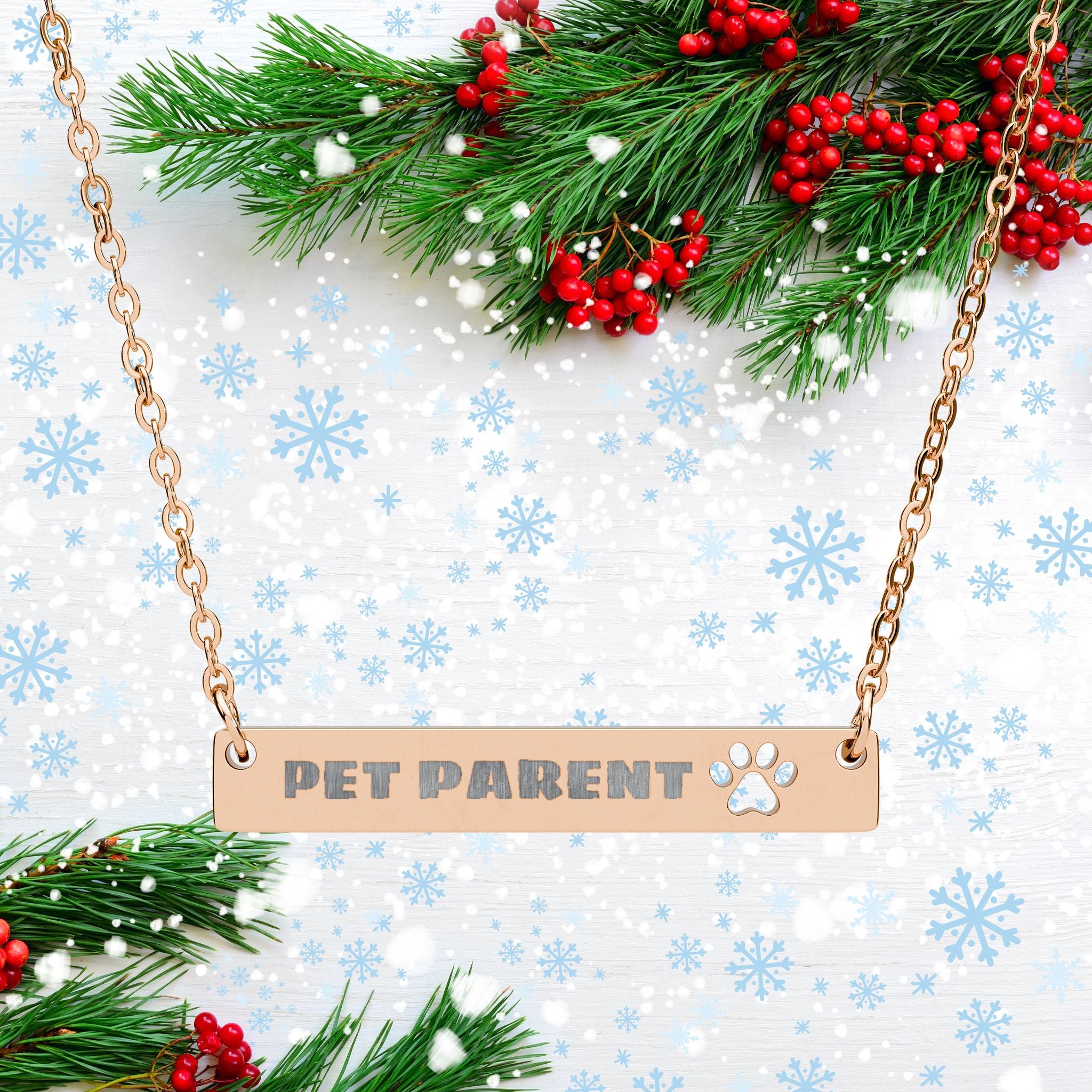Cutout Paw Bar Necklace (Engraving)